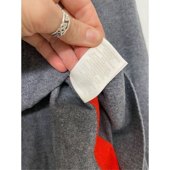 BodenโWool/Cotton Blend Gray Red Stripe Sweater, Size Medium - Picture 7 of 12